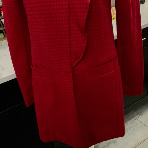 CAbi Celebration Red Houndstooth Ruffle Longline Wrap Jacket Coat 3546 Womens XS - Picture 6 of 16